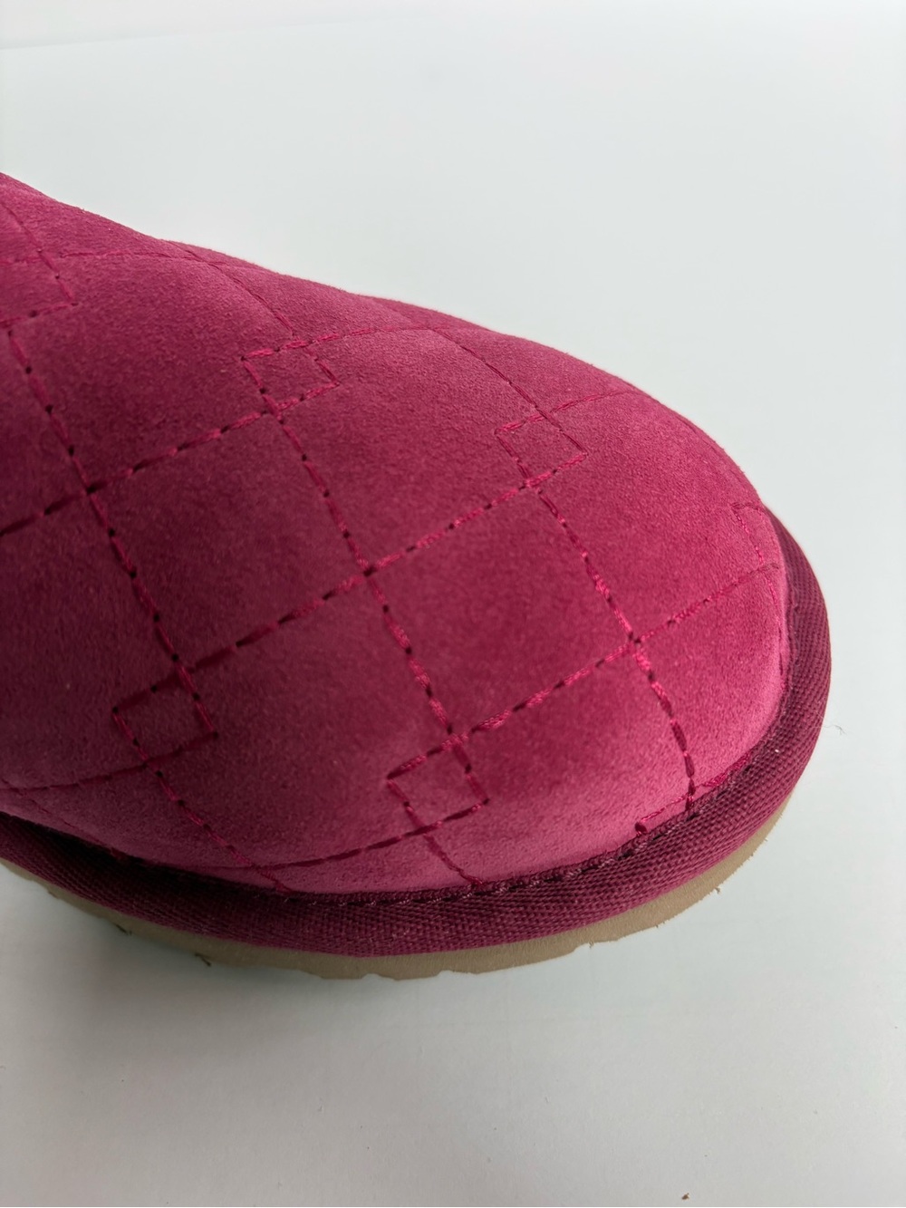 UGG Women's Quilted Raspberry Suede Mini Boot - Size 6 - Picture 4 of 13